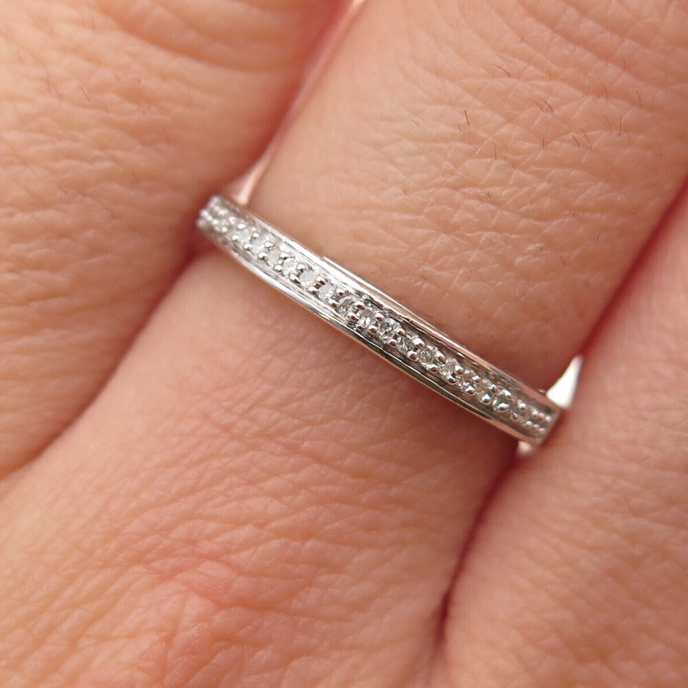 JANE SEYMOUR Sterling Silver Real Round-Cut Diamond Half Eternity Ring Size 6.75